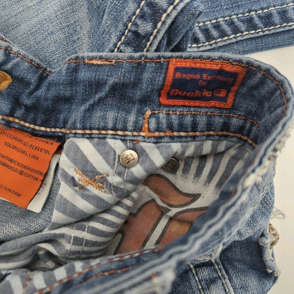 Rock Revival Jeans Mens 34x32 Blue Denim Pants Liam Bootcut Distressed *READ* - Picture 13 of 16